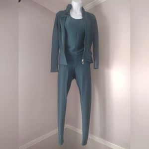 3 piece sweat suit workout set zipper hoodie jacket NWT